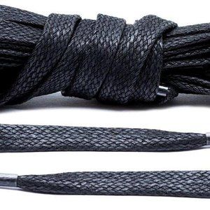 70" = 180cm BLACK flat waxed boot laces for 16 18 20 eyelets boot 1/4" wide